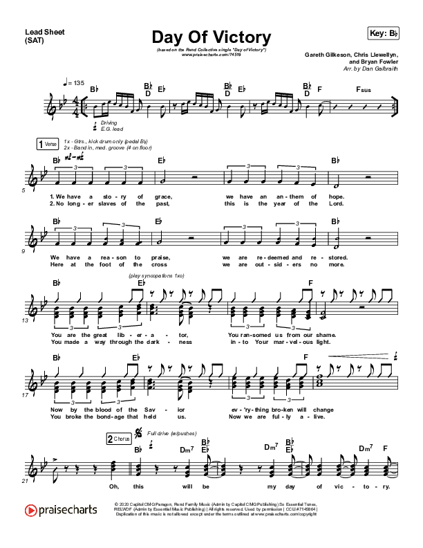 Day Of Victory Lead Sheet (SAT) (Rend Collective)