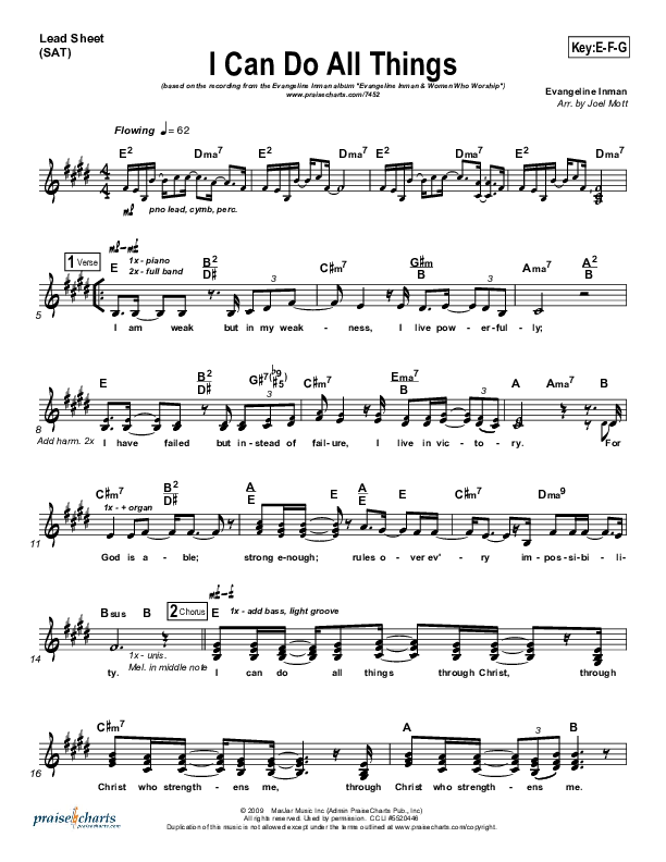I Can Do All Things Lead Sheet (Evangeline Inman)