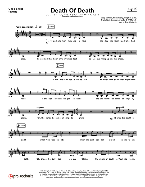 Death Of Death Choir Vocals (SATB) (Cody Carnes)
