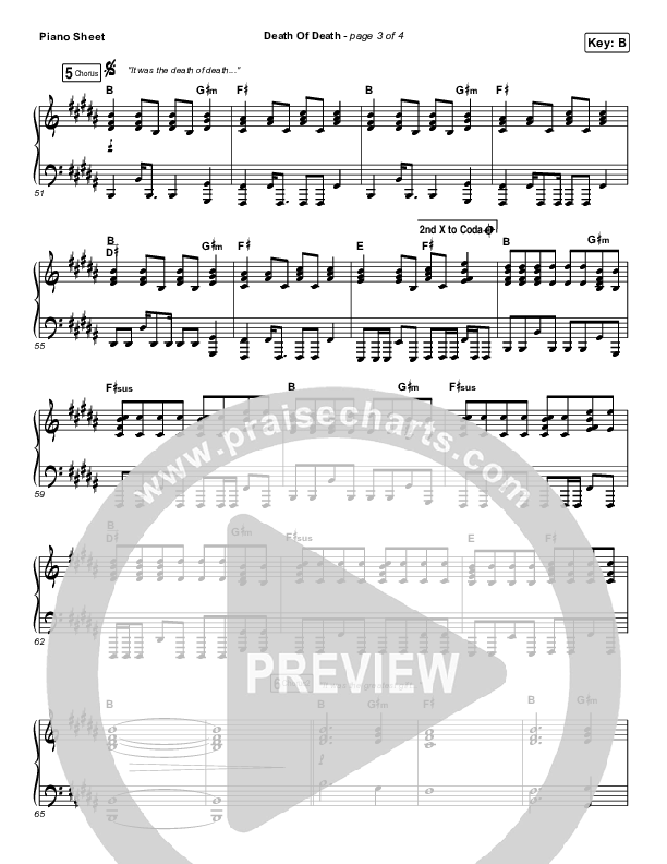 Death Of Death Piano Sheet (Print Only) (Cody Carnes)