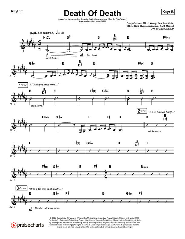 Death Of Death Rhythm Chart (Print Only) (Cody Carnes)