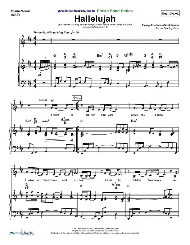 Hallelujah Lead & Piano (Evangeline Inman)