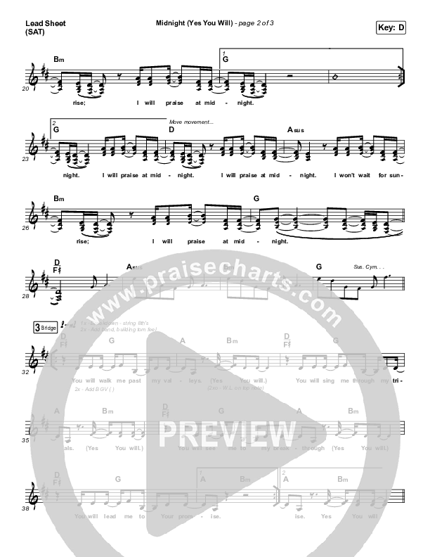 Midnight (Radio) Lead Sheet (SAT) (Rita Springer)