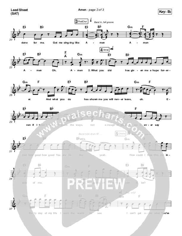Amen Lead Sheet (SAT) (Micah Tyler)