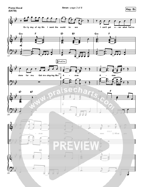 Amen Piano/Vocal (SATB) (Micah Tyler)