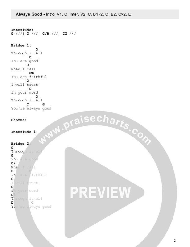 Always Good Chords & Lyrics (Riverlakes Worship)