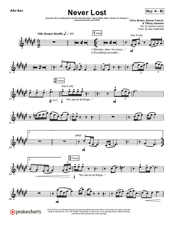 Never Lost Alto Sax (Elevation Worship / Tauren Wells)