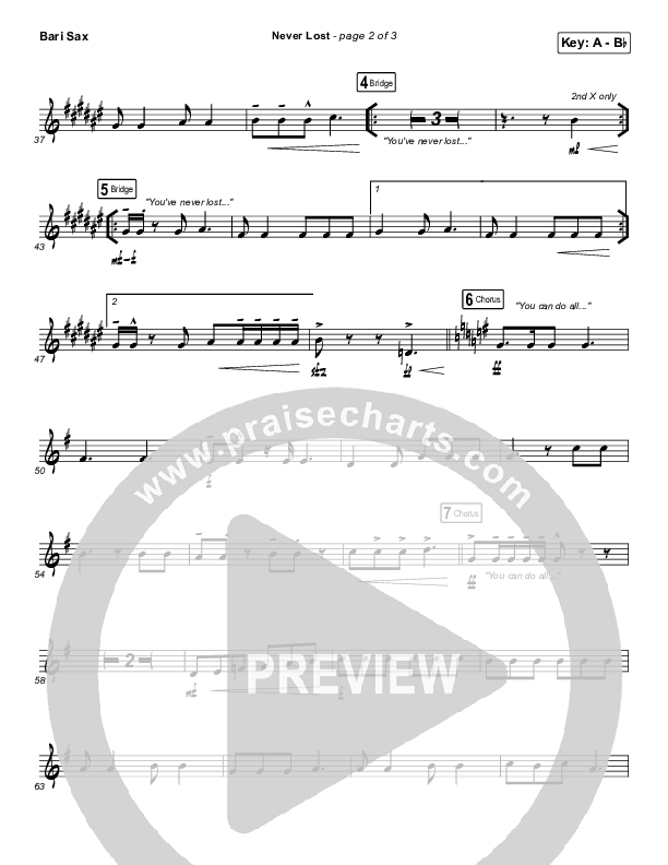 Never Lost Bari Sax (Elevation Worship / Tauren Wells)