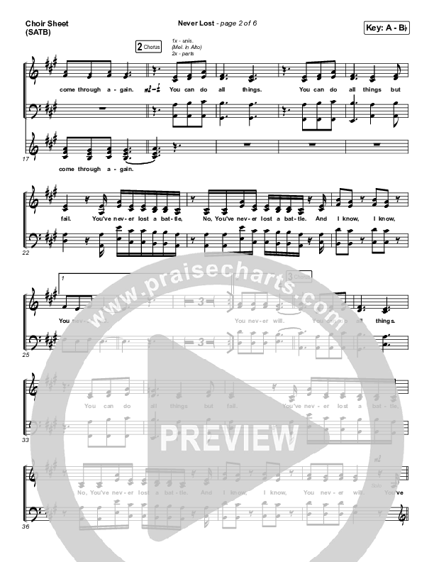 Never Lost Choir Sheet (SATB) (Elevation Worship / Tauren Wells)