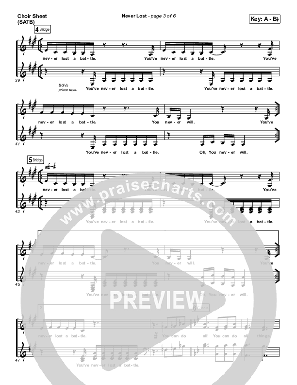 Never Lost Choir Sheet (SATB) (Elevation Worship / Tauren Wells)