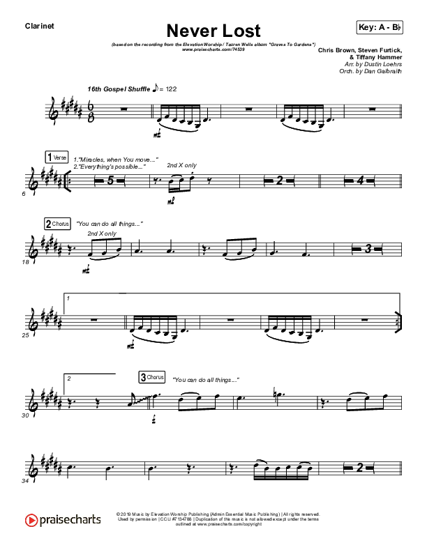 Never Lost Clarinet (Elevation Worship / Tauren Wells)