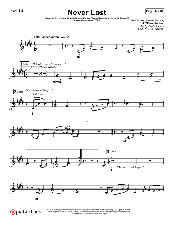 Never Lost French Horn 1/2 (Elevation Worship / Tauren Wells)