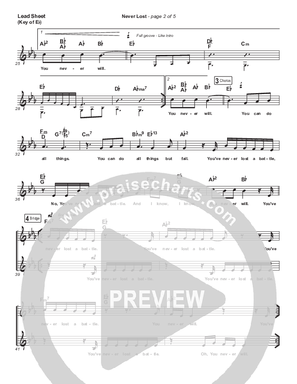 Never Lost Lead Sheet (Melody) (Elevation Worship / Tauren Wells)