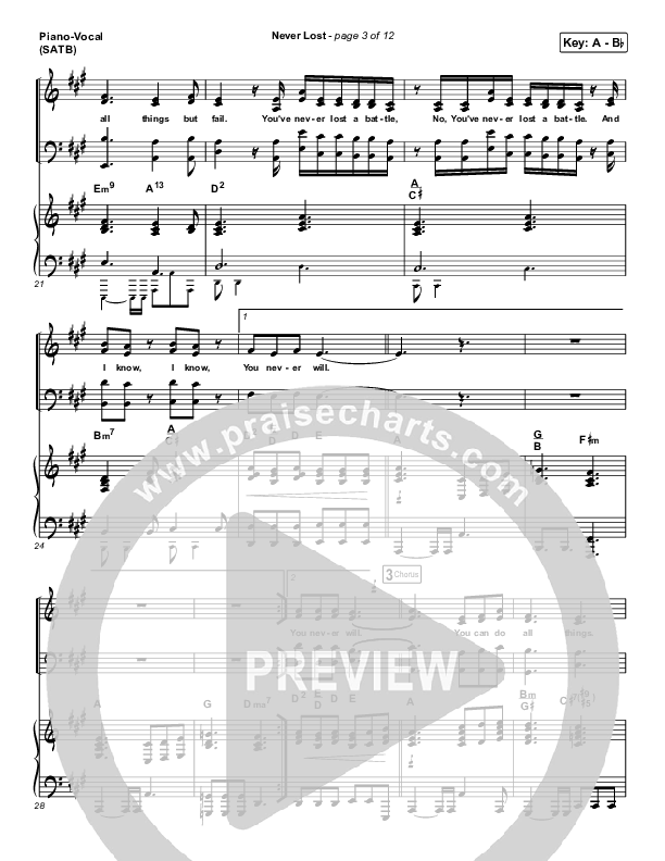 Never Lost Piano/Vocal (SATB) (Elevation Worship / Tauren Wells)