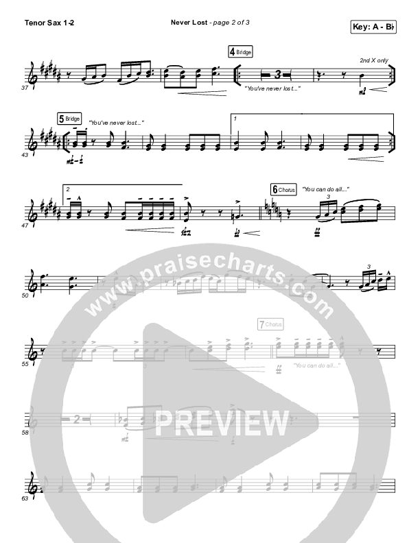 Never Lost Tenor Sax 1/2 (Elevation Worship / Tauren Wells)