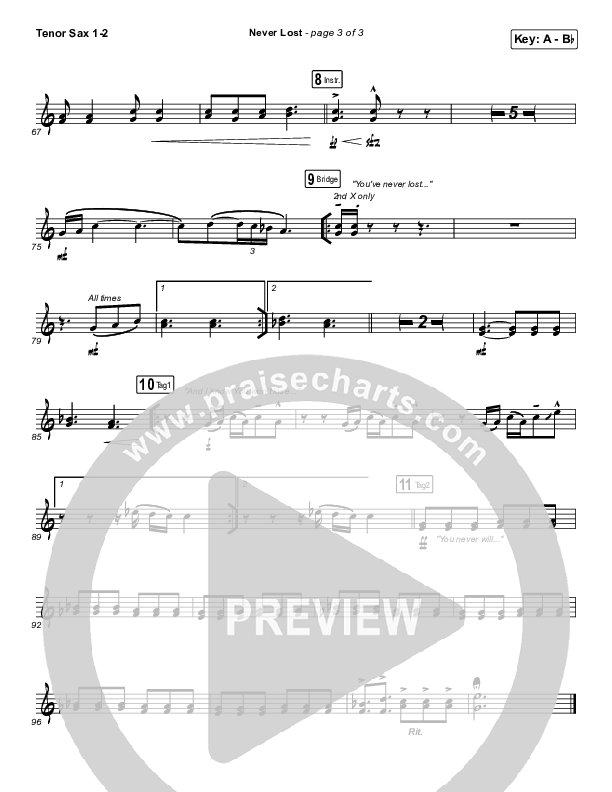 Never Lost Tenor Sax 1/2 (Elevation Worship / Tauren Wells)