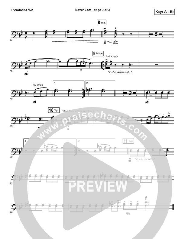 Never Lost Trombone 1/2 (Elevation Worship / Tauren Wells)
