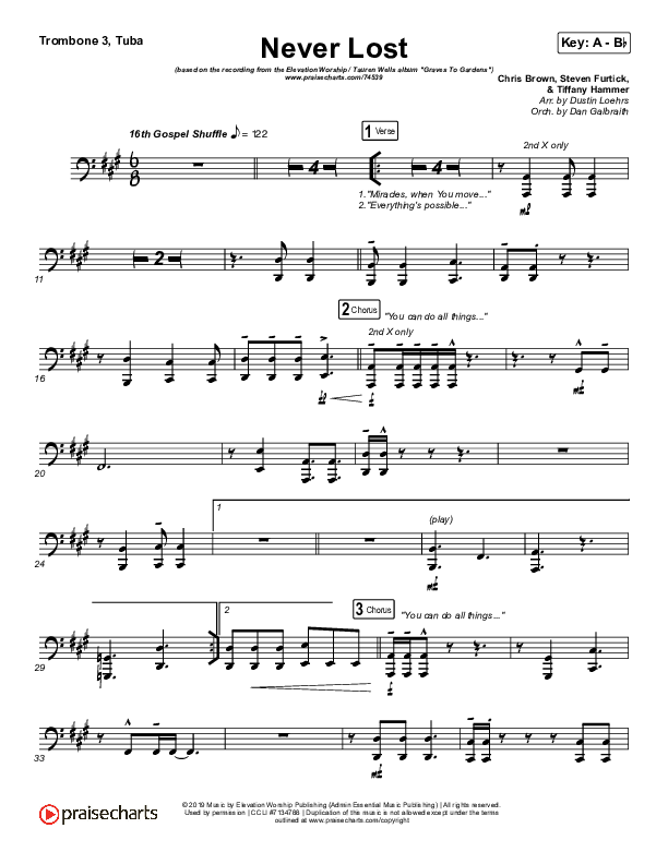 Never Lost Trombone 3/Tuba (Elevation Worship / Tauren Wells)
