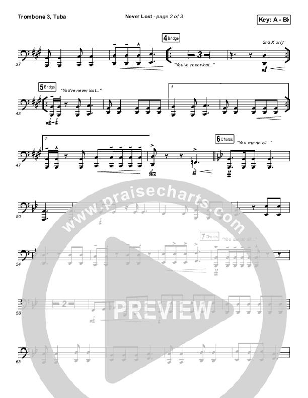 Never Lost Trombone 3/Tuba (Elevation Worship / Tauren Wells)