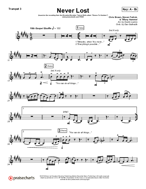 Never Lost Trumpet 3 (Elevation Worship / Tauren Wells)