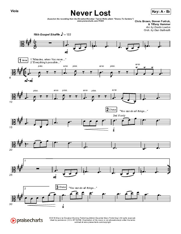Never Lost Viola (Elevation Worship / Tauren Wells)