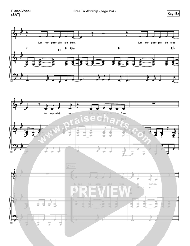 Free To Worship Piano/Vocal (SAT) (Evangeline Inman)