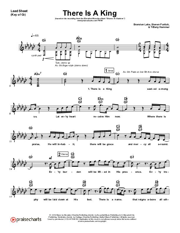 There Is A King Lead Sheet (Melody) (Elevation Worship)