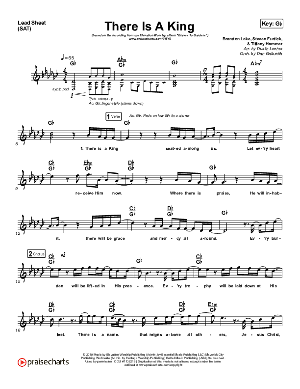 There Is A King Lead Sheet (SAT) (Elevation Worship)