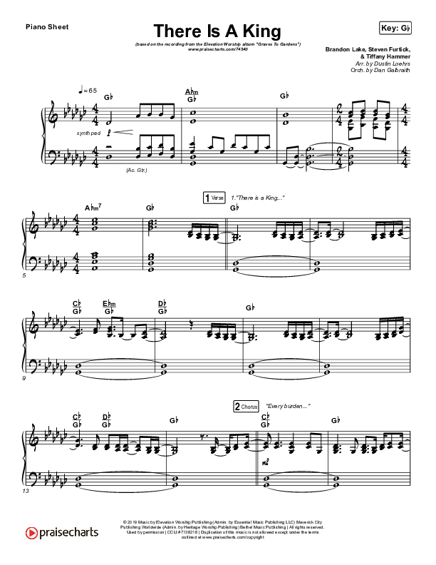 There Is A King Piano Sheet (Elevation Worship)