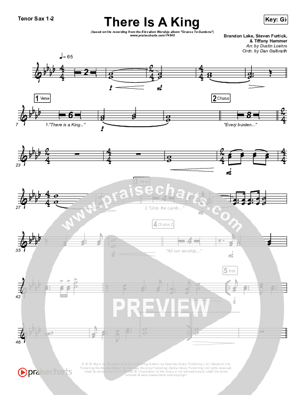 There Is A King Tenor Sax 1/2 (Elevation Worship)