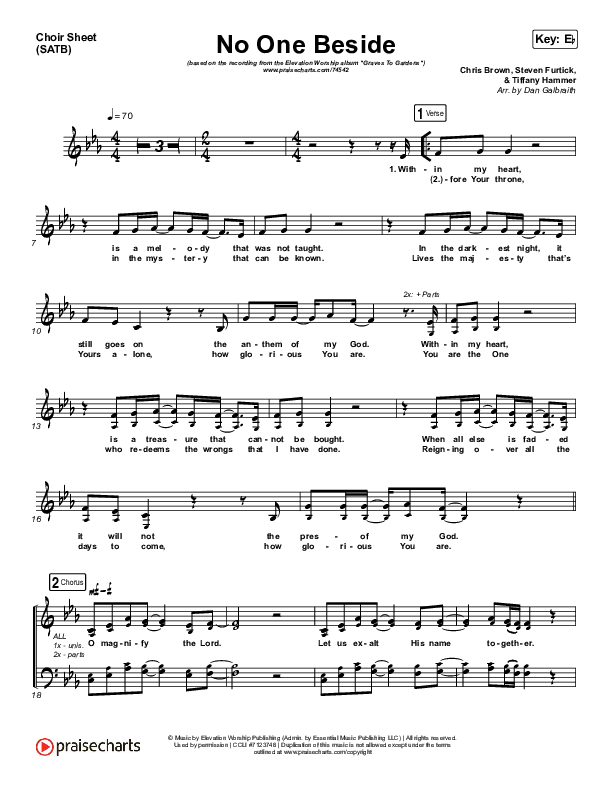 No One Beside Choir Vocals (SATB) (Elevation Worship)