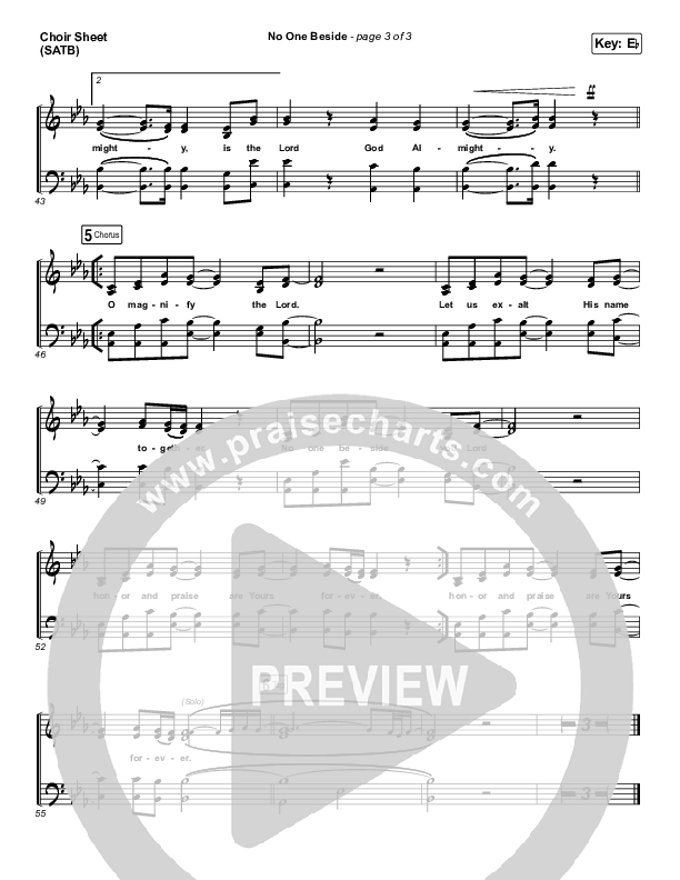 No One Beside Choir Sheet (SATB) (Elevation Worship)