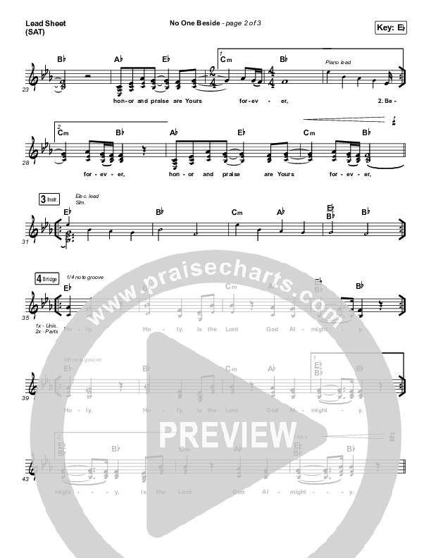 No One Beside Lead Sheet (SAT) (Elevation Worship)