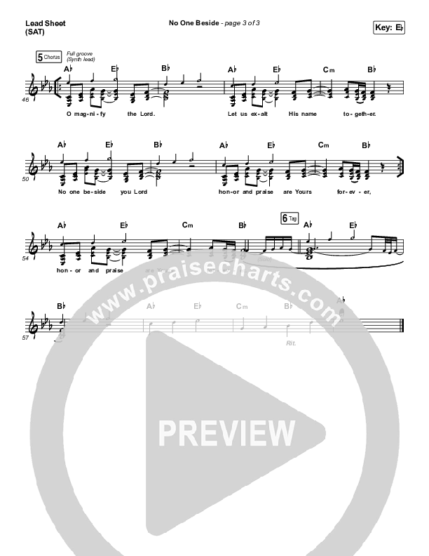 No One Beside Lead Sheet (SAT) (Elevation Worship)