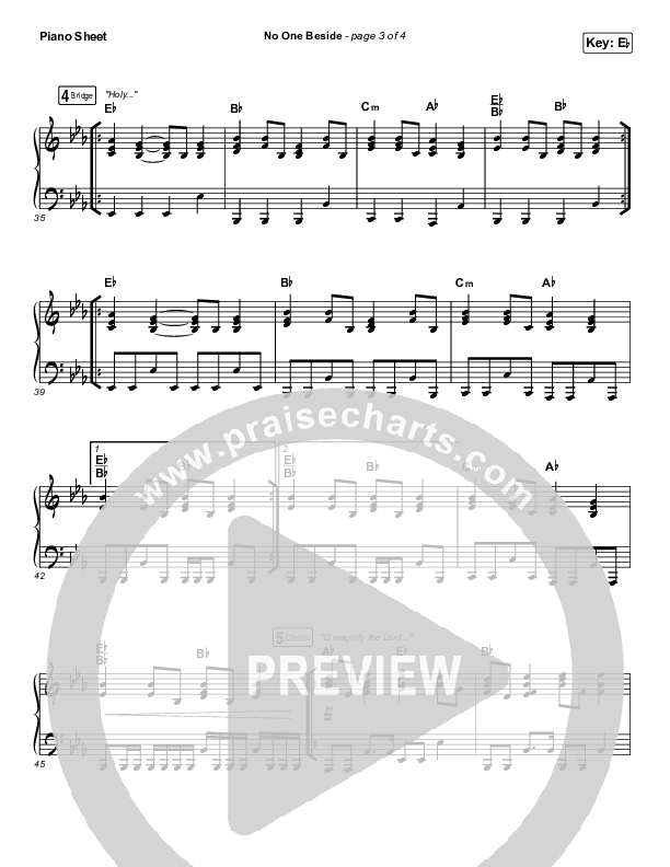 No One Beside Piano Sheet (Elevation Worship)