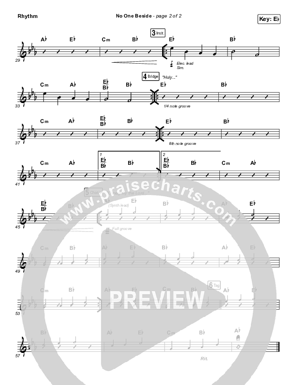 No One Beside Rhythm Chart (Elevation Worship)
