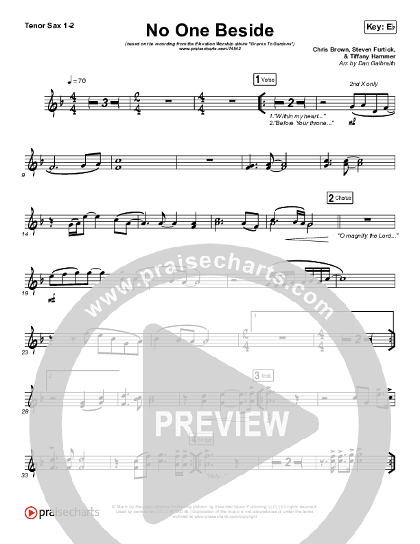 No One Beside Tenor Sax 1/2 (Elevation Worship)