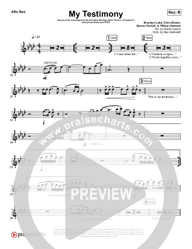 My Testimony Alto Sax (Elevation Worship)