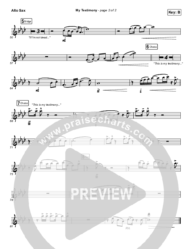My Testimony Alto Sax (Elevation Worship)