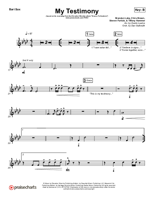 My Testimony Bari Sax (Elevation Worship)