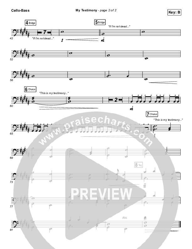 My Testimony Cello/Bass (Elevation Worship)