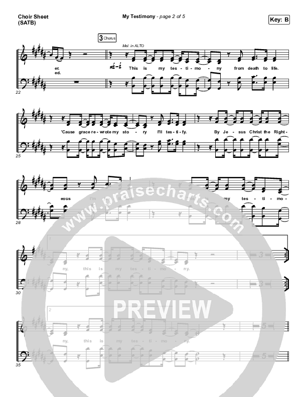 My Testimony Choir Sheet (SATB) (Elevation Worship)
