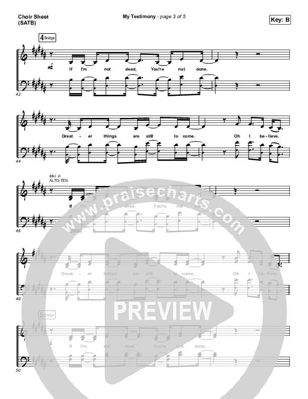 My Testimony Choir Sheet (SATB) (Elevation Worship)