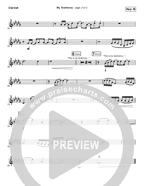 My Testimony Clarinet (Elevation Worship)