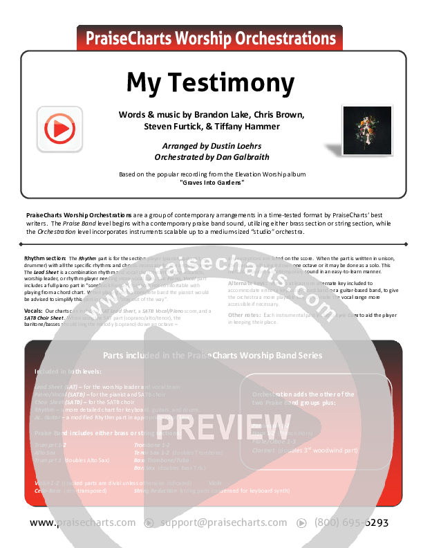 My Testimony Cover Sheet (Elevation Worship)