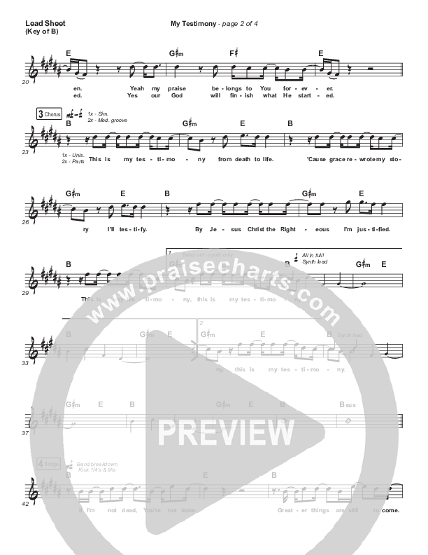 My Testimony Lead Sheet (Melody) (Elevation Worship)