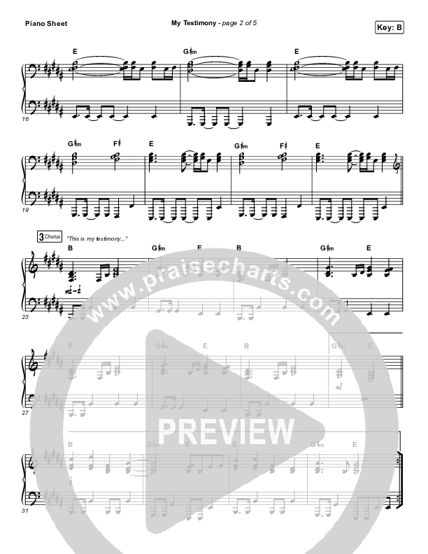 My Testimony Piano Sheet (Elevation Worship)