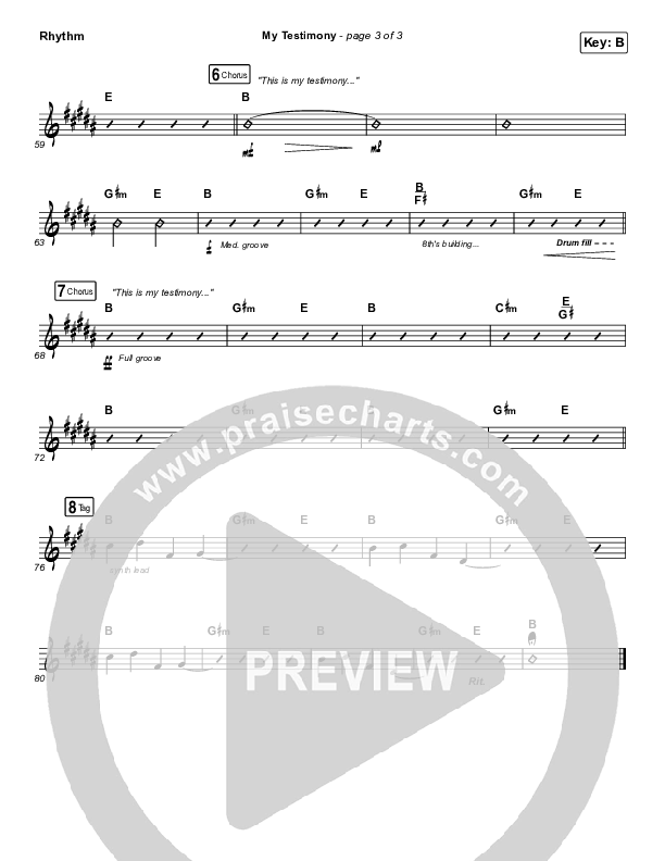 My Testimony Rhythm Chart (Elevation Worship)