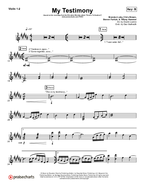 My Testimony Violin 1/2 (Elevation Worship)