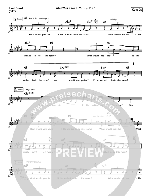 What Would You Do Lead Sheet (SAT) (Elevation Worship / Isaiah Templeton)